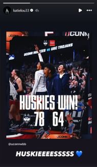Samuelson drops 1-word reaction for UConn Huskies victory (Image: @katielou33 IG)